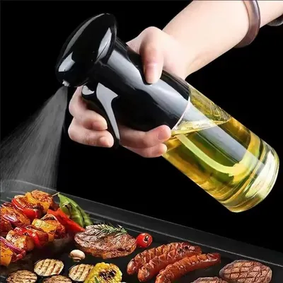 1PCS Black Transparent Kitchen Oil Bottle Cooking Oil Spray Olive Oil Bottle Fitness Barbecue Spray