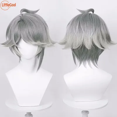 High Quality Al Haitham Cosplay Wig AlHaitham Cosplay 30cm Short Gray Heat Resistant Synthetic Hair