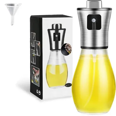 Olive Oil Sprayer for Cooking,200ml glass Olive oil sprayer, Vegetable Oil sprayer with funnel ,Oil