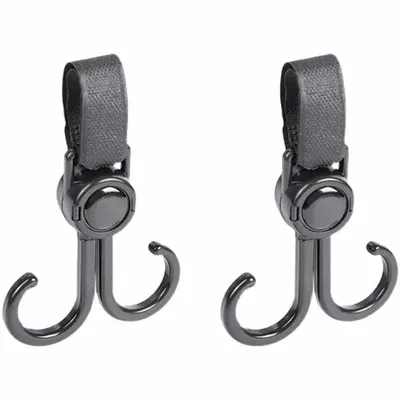 2PCS Rotatable Double Hooks Baby Stroller Travel Accessories Shopping Prop Multifunctional Portable