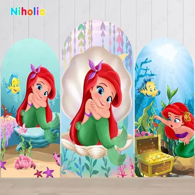 The Little Mermaid Arch Backdrop Princess Kids Birthday Party Photo Photograph Background Wall