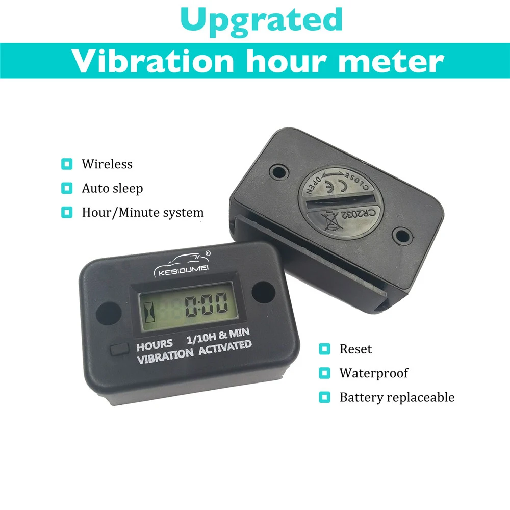 Wireless Digital Vibration Hour Meter Waterproof Engine Gauge LCD Display Resetable Auto Sleep For 2/4 Stroke Diesel Lawn Mover