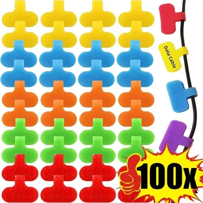 10-100PCS Cable Nylon Labels Reusable Writable Data Cord Ties Waterproof Self Adhesive Wire Tags