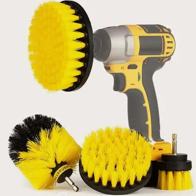3Pcs/Set Electric Scrubber Brush Drill Brush Kit Plastic Round Cleaning Brush For Carpet Glass Car