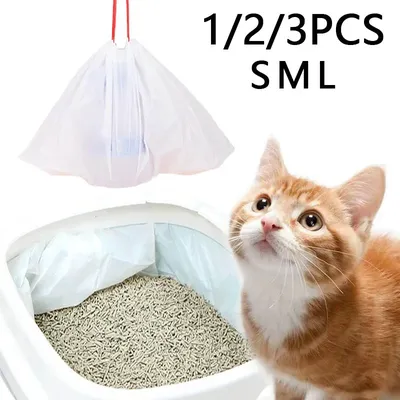 1/2/3Rolls Disposable Cat Litter Bags Disposable Pet Waste Bag with Drawstring Quick Clean Portable