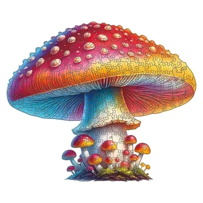 Mushroom Wooden Puzzle, Unique Shaped Pieces Wooden Jigsaw Puzzles for Adults, Ghristmas Gift Family