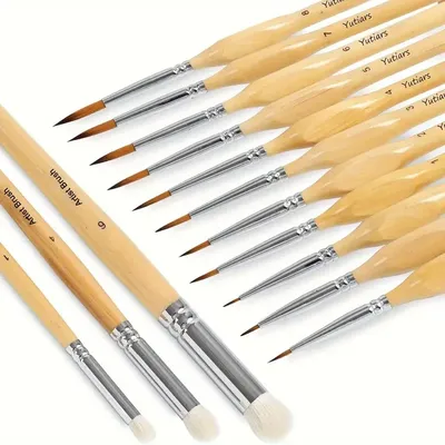 Miniature Paint Brushes Set - Premium Goat Hair Dry Brushes for Model Painting, Domed Drybrush Kit