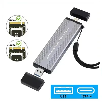 M.2 NVMe SSD Enclosure Adapter USB C 3.2 Gen 2 10Gbps NVME for M-Key 2230/2242/2260/2280M2 Aluminum