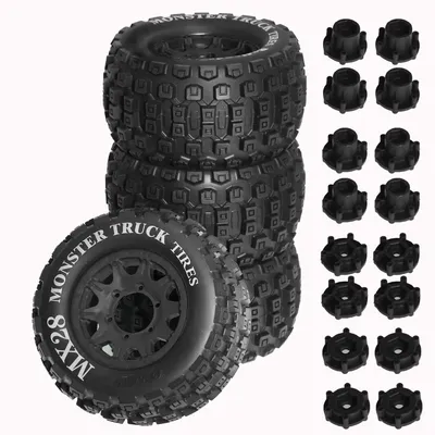 4pcs 128mm 1/10 Monster Stunt Truck Tire 12mm and 14mm Hex for Traxxas MAXX ARRMA Granite KRATON