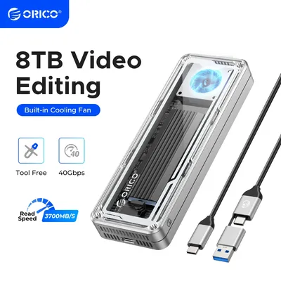 ORICO 40Gbps USB4 M.2 SSD Enclosure 8TB with with Cooling Fan PCIe4.0 NVME Enclosure Aluminum