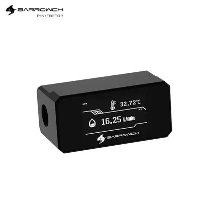 BARROWCH Water Cooling System OLED Digital Display Flow Temperature Meter Real-Time Flow Temperature