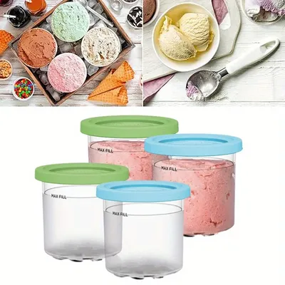 4pc Ice Cream Pints Cups for NINJA- CREAMI NC300s Series Ice Cream Maker Replacements Storage Jar