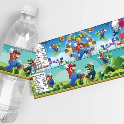 Mario Stickers Super Mario Birthday Decoration Mario Bros Sticker Water Bottle lable Water Cup