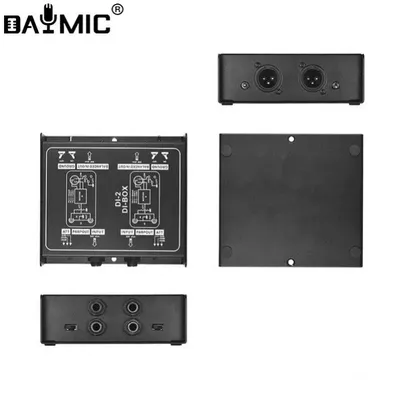 Professional DI 2 2 channel Audio DI Box Passive DIRECT BOX Low Noise Guitar Bass DI 2 Channel Audio