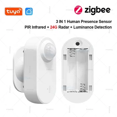 24G Tuya Zigbee Human Presence Sensor MmWave Radar Detector With PIR Motion Luminance Sensor Battery