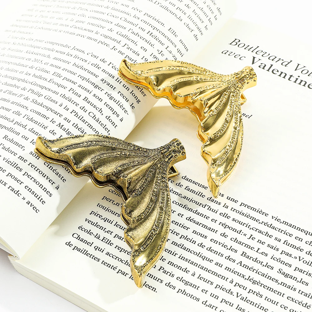 Heavy industry metal fish tail book clip bookmark, golden mermaid bookmark, for men and women who love books, daily reading mark