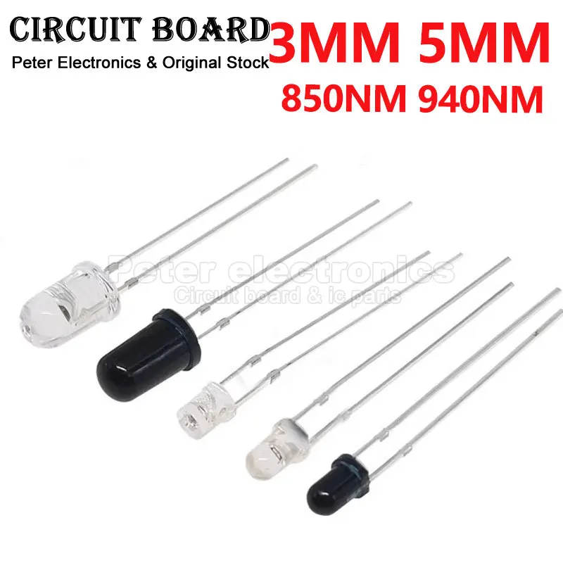 10pcs F3mm F5mm LED Infrared Emitting Diode Light 850nm 940nm IR Receiver Emitter Photodiode Phototransistor For Arduino DIY