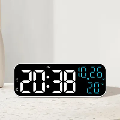 Digital Alarm Clock Temperature and Date Week Display Night Mode Table Clock Voice Control 12/24H