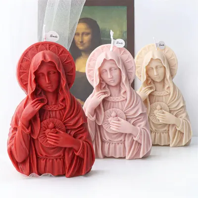 Virgin Mary Bust Sculpture Candle Silicone Mold DIY Abstract Half Madonna Statue Gypsum Candle Resin