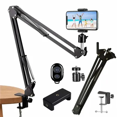 Flexible Arm Tripod For Phone Stand Table Folded Anchor Online Desktop Laptop Video Live Overhead