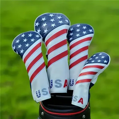 Patriotic Golf Club Head Cover Set - Protect Your Clubs With Durable PU Leather And Vibrant American