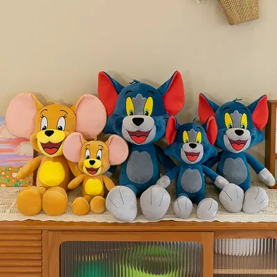 35/45/65cm Cute Cat and Mouse Doll Big Size Cartoon Tom Cat Plush Doll Children's Companion Soothing Doll Jerry Mouse Gifts