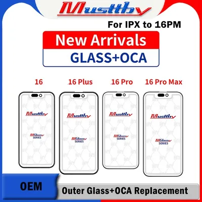 Musttby 5pc 1:1 Similar ORI Touch Screen Glass +OCA Glue for iPhone 16E 16 pro max 15 Plus 14 13 12