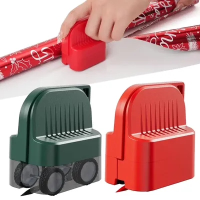 2 piece wrapping paper cutter, gift wrap cutter, Christmas gift wrapping paper roll cutter with 2