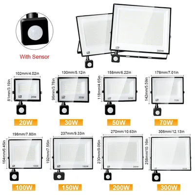 LED Floodlight Motion Sensor AC220V 110V 30W 50W 70W 100W 150W 200W Waterproof Outdoor Projector