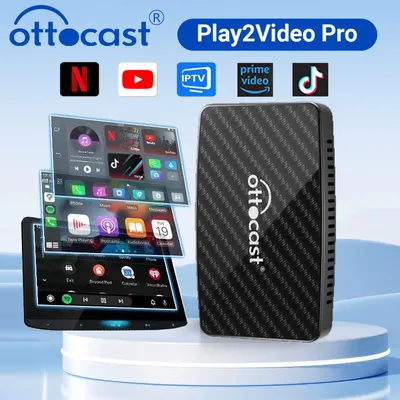 OTTOCAST Play2Video Pro Smart Ai Box Wireless CarPlay Android Auto Adapter For Youtube/Netflix/Tik