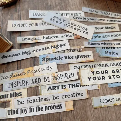 24pcs/lot Vintage English Typewriter Stickers Mottled Word Inspiration Quote Junk Journal Ephemera