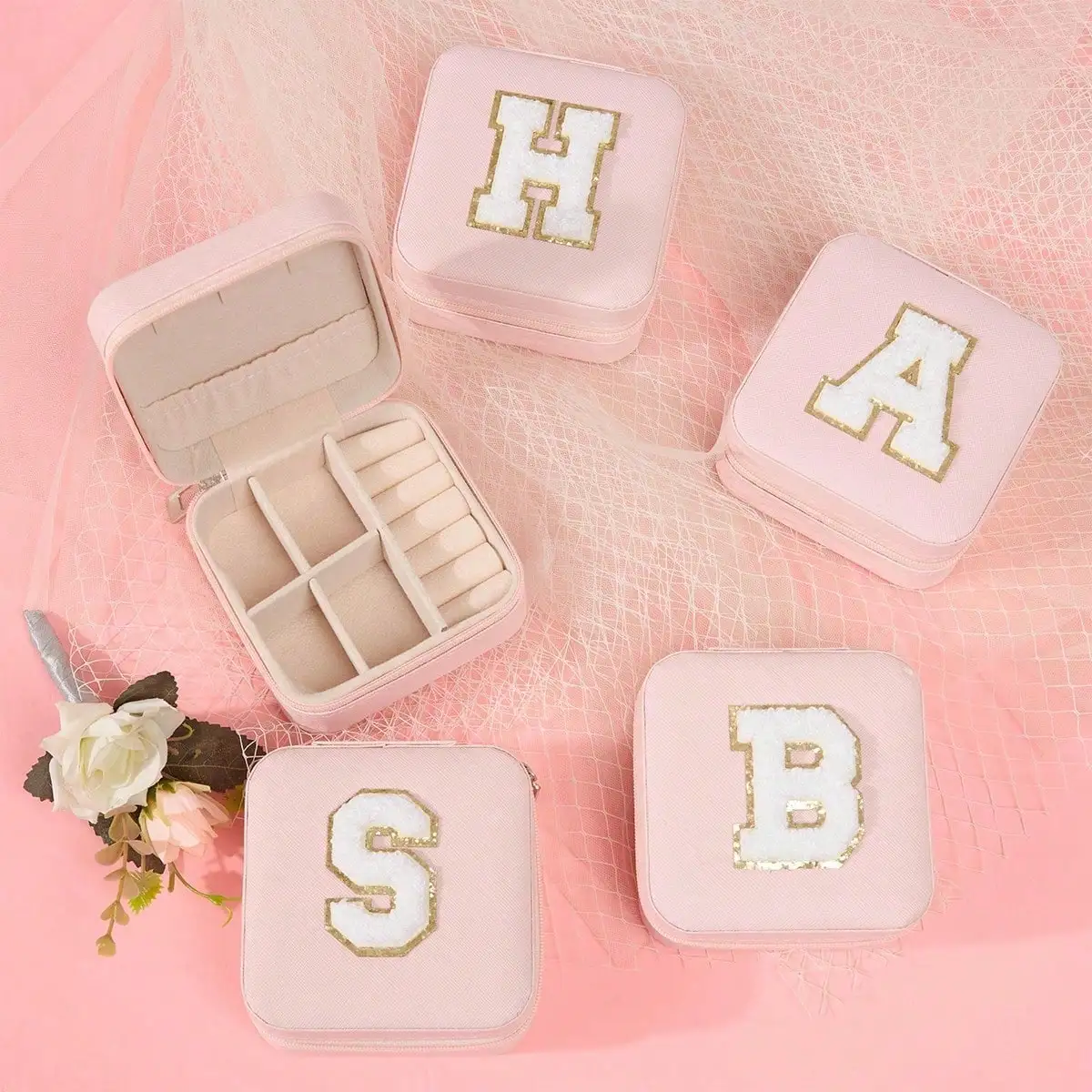 New creative letter jewelry box portable travel ring necklace earrings stud earrings earrings earrings earrings storage box-liu