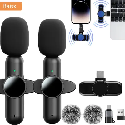 Basix Mini Lavalier Microphone Portable Wireless Live Streaming Microphone Audio Video Recording