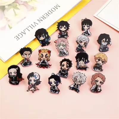 Wholesale Demons Slayer Anime Role Brooch Acrylic DIY Decorative Pins for Women Man Birthday Present