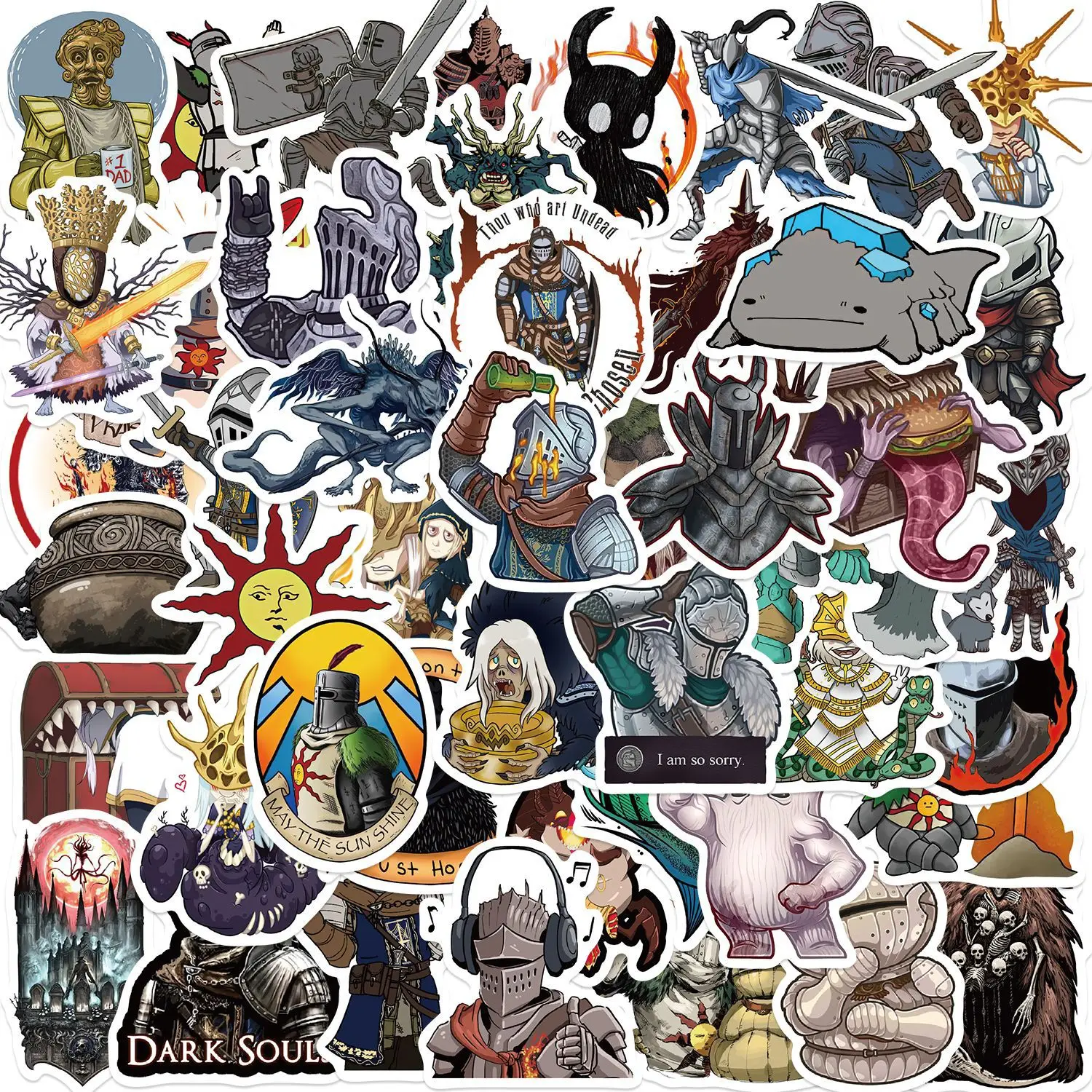 10/30/50PCS Dark Soul Game Stickers Cartoon Character Graffiti Waterproof Decoration Laptop Guitar Bike Skateboard Decals Toy
