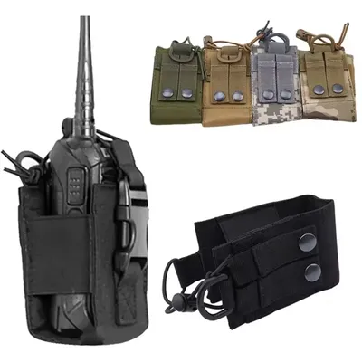 DIZETION Tactical Radio Pouch Hunting Walkie Talkie Holder Interphone Hanging Bag Molle Nylon