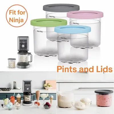 4/1PCS Ice Cream Pints Cup For Ninja Creamie Ice Cream Maker Cups Reusable Can Store Ice Cream Pints