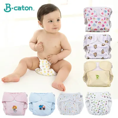 5PCS Baby Reusable Diapers 100% Cotton Cloth Panties Waterproof Kid Training Pants Adjustable