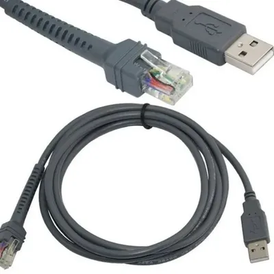 2M USB To RJ48 RJ50 Scanner Data Cable for LS1203 LS2208 LS4208 LS3008 CBAU01-S07ZAR Symbol Barcode