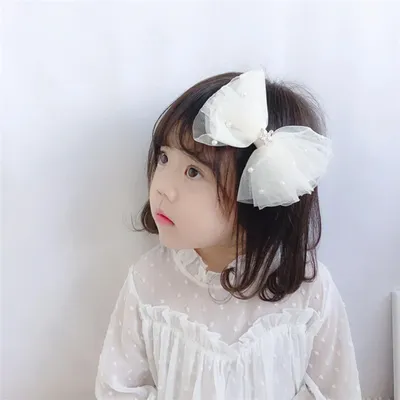Sweet Princess Lace Bows Hairpin Kids Pearl Crown Barrettes Hair Clips for Women Girls Headwear