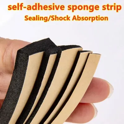 New Self Adhesive Sponge Seal Strip Thicken Black EPDM Rubber Single Sided Soundproof Foam
