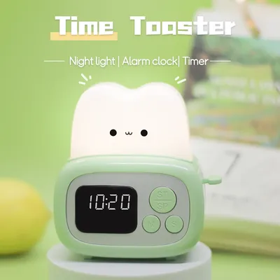 1pc new LED toaster alarm clock, creative cartoon nightlight with timing function, ins wind bedside