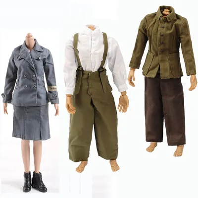 1/6 Scale WWI Uniform Suit Short Skirt Clothing Set Pants Clothes Model for 12'' Male Female Soldier