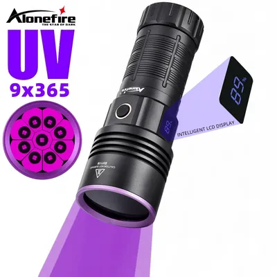 180W LCD High power 9x365nm UV LED Flashlight Charging Blacklight Curing CatDog Urine Stain Tinea