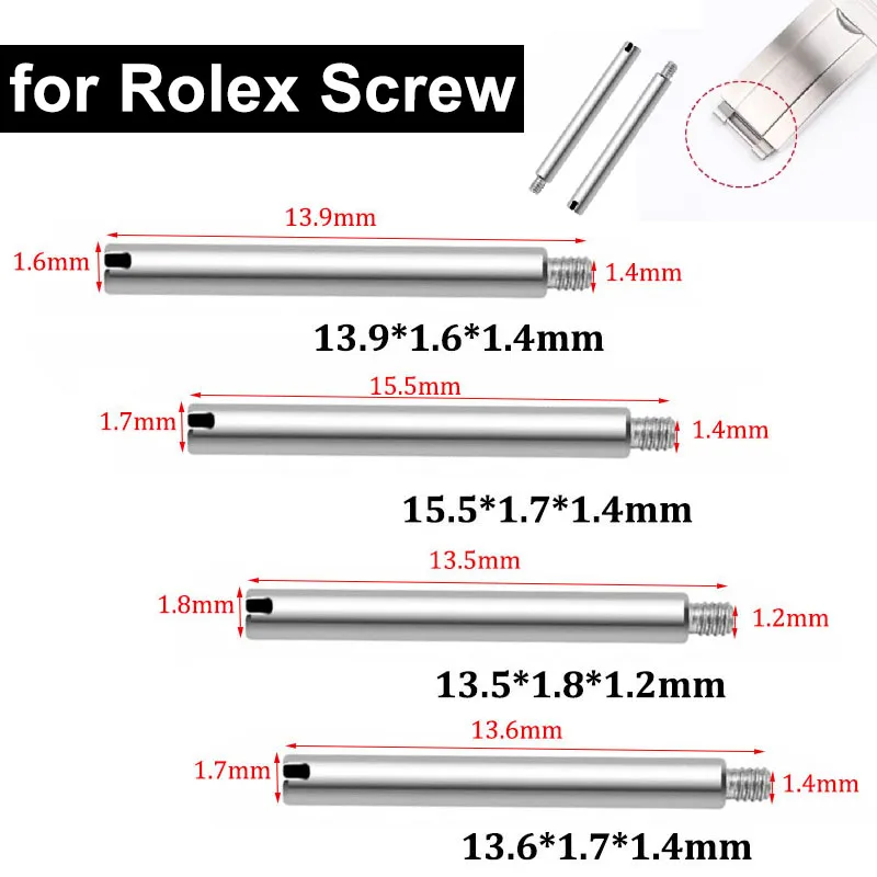 Watch Strap Screw Watch Clasp Link Pin for Rolex Stainless Steel Watchband Replacement Parts Watch Repair Tool Kits Accessories
