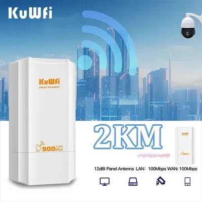 KuWFi 900Mbps Outdoor Wifi Repeater 5.8G Wireless Bridge Wifi CPE Bridge Long Range Extender AP