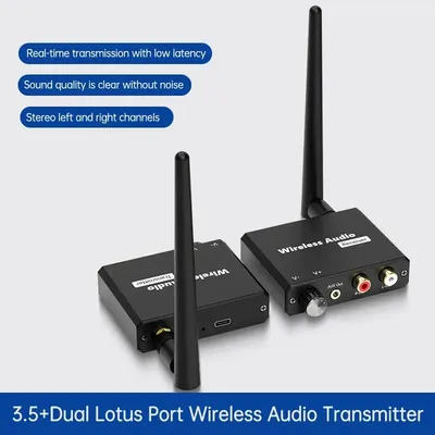 50M 2.4G Wireless Transmitter Receiver Digital to Audio Analog Converter with 3.5MM RCA Jack For