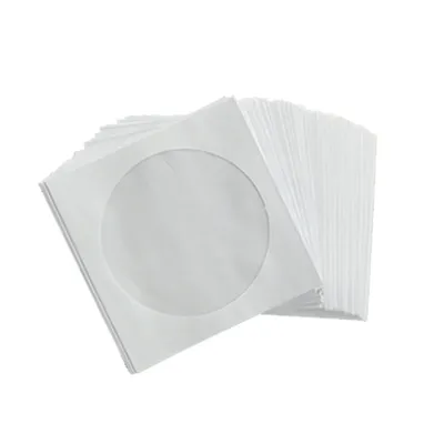DX62 100Pcs Packs Paper Envelopes with Transparent Flap 8/12cm Blu-ray DVD Disc Covers Protective