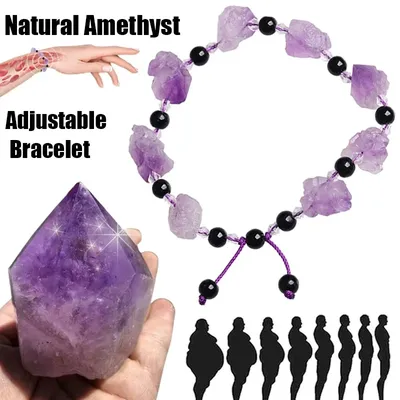 Natural Amethyst Body-purify Slimming Bracelet Stone Energy Bracelets for Women Men Fatigue Relief