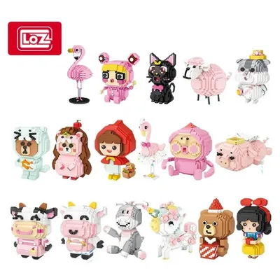 Classic LOZ Mini Blocks Cartoon Bear Cute Girl DIY Small Bricks Brinquedo Gifts Girls Christmas New